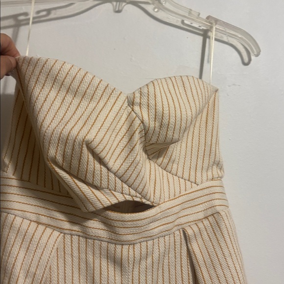 1 Topshop Cream Pinstripe Strapless Jumpsuit - Picture 4 of 7